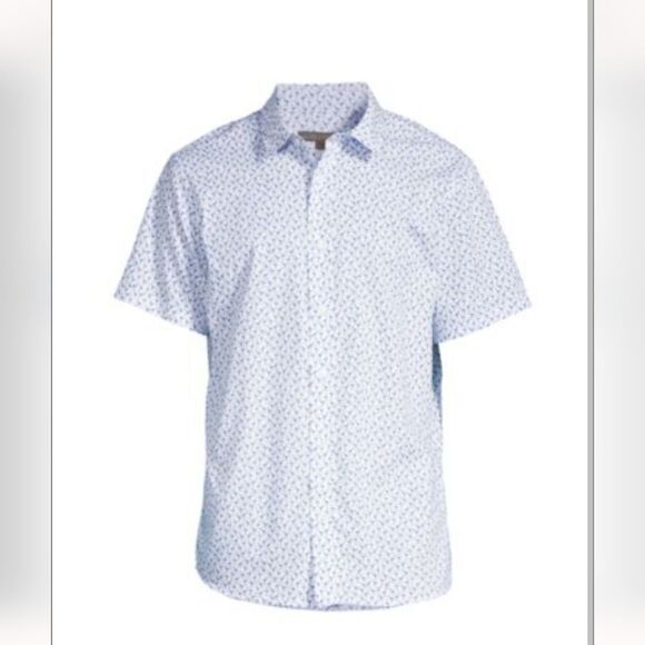 Slate & Stone Button Down Blue Flamingo collar Shirt Short Sleeve NWT - Picture 3 of 11